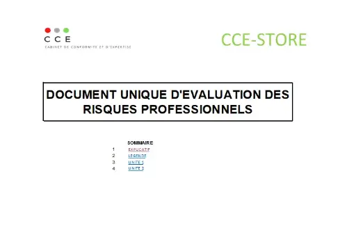 Modèle de document unique d'évaluation des risques professionnels